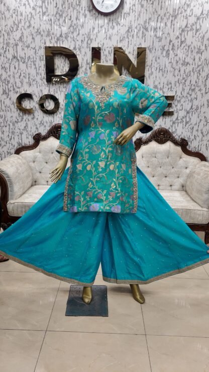 Turquoise Bloom Gharara Set
