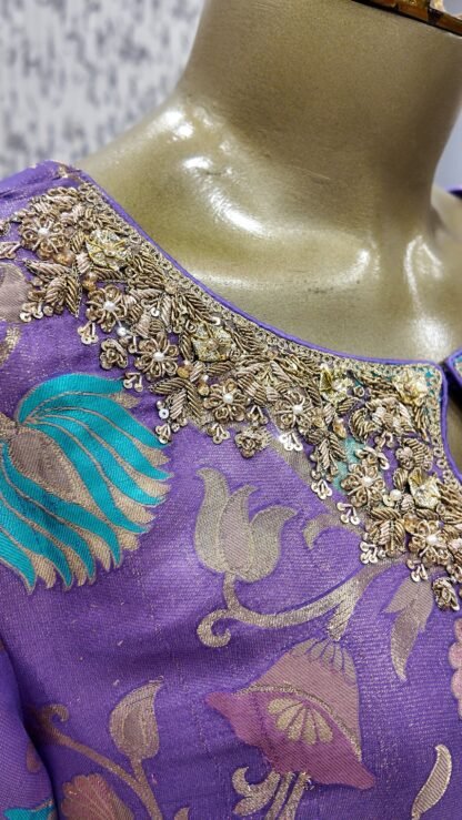 Lilac Kinkhab & Banarsi Chiffon Heritage Suit — image 7