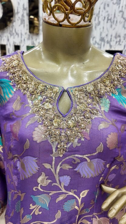 Lilac Kinkhab & Banarsi Chiffon Heritage Suit — image 6