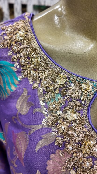Lilac Kinkhab & Banarsi Chiffon Heritage Suit — image 4