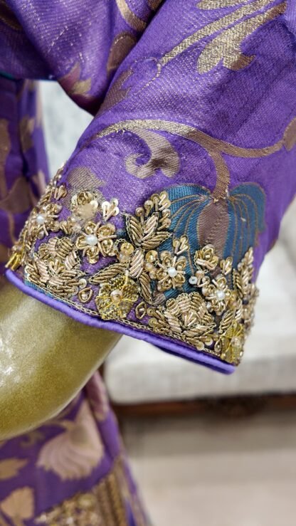 Lilac Kinkhab & Banarsi Chiffon Heritage Suit — image 8