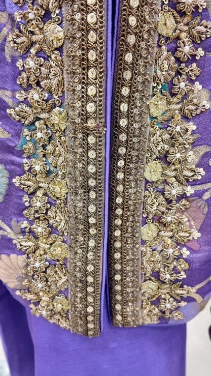 Lilac Kinkhab & Banarsi Chiffon Heritage Suit — image 3