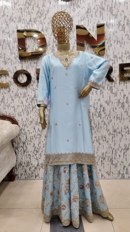 Sky Blue Silk Sharara Set — image 2