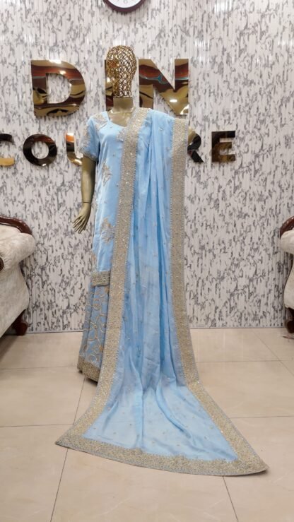 Sky Blue Katdana Embellished Sharara Set — image 6
