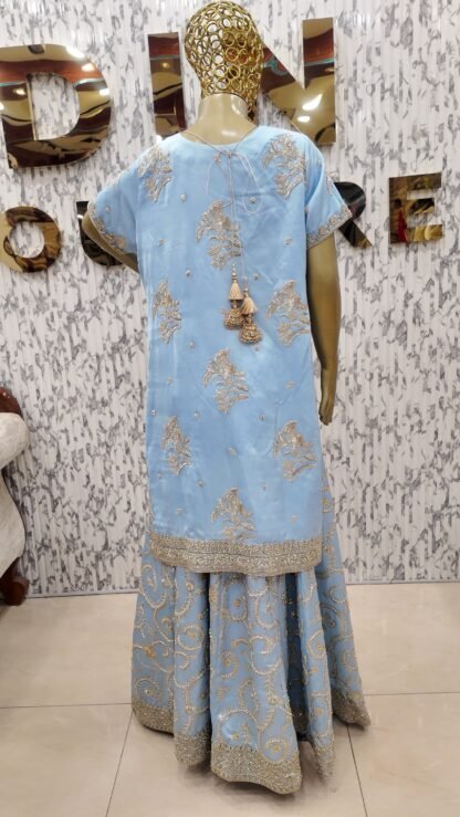 Sky Blue Katdana Embellished Sharara Set — image 2