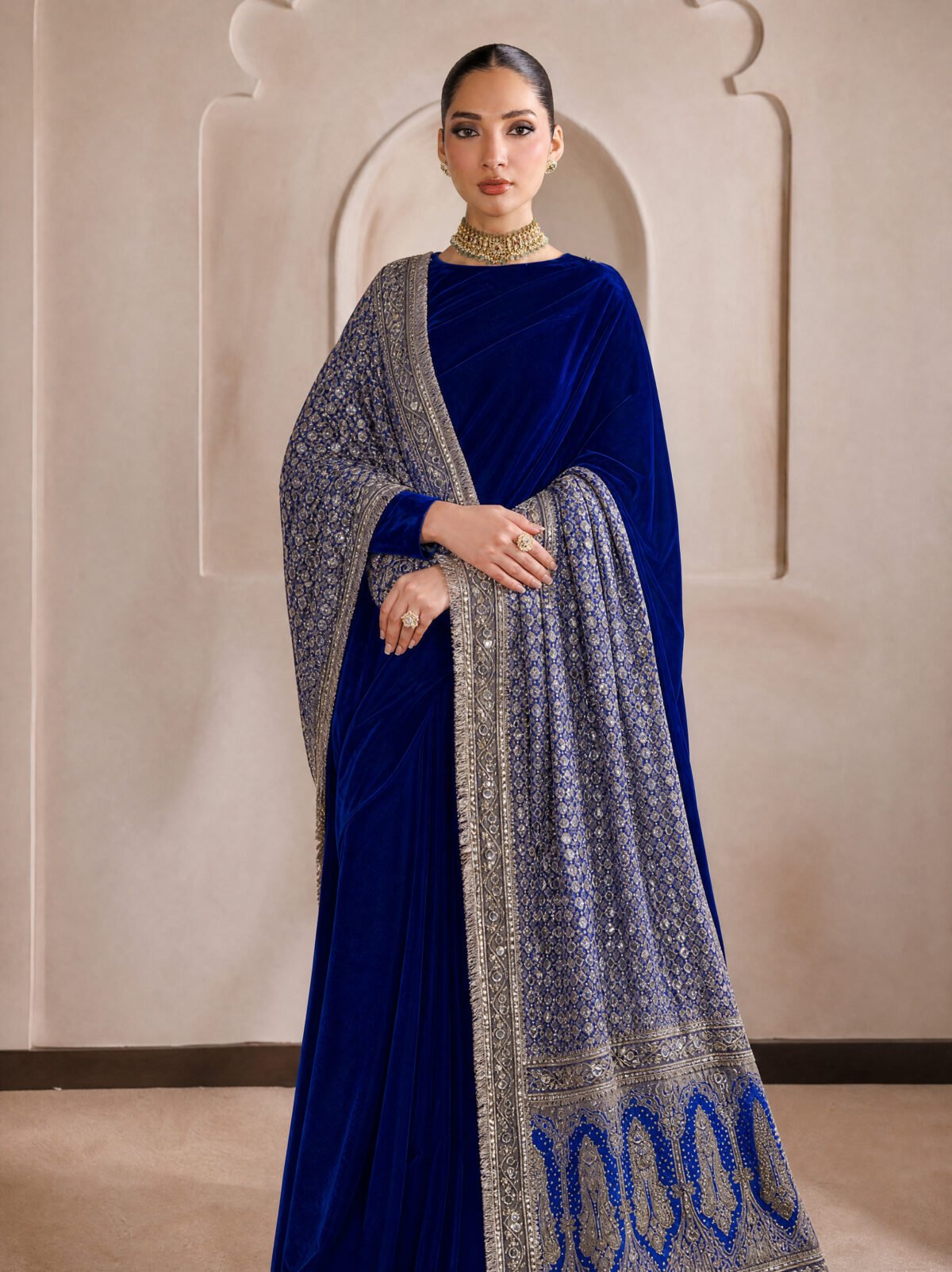 Sable Velvet Shirt And Dupatta