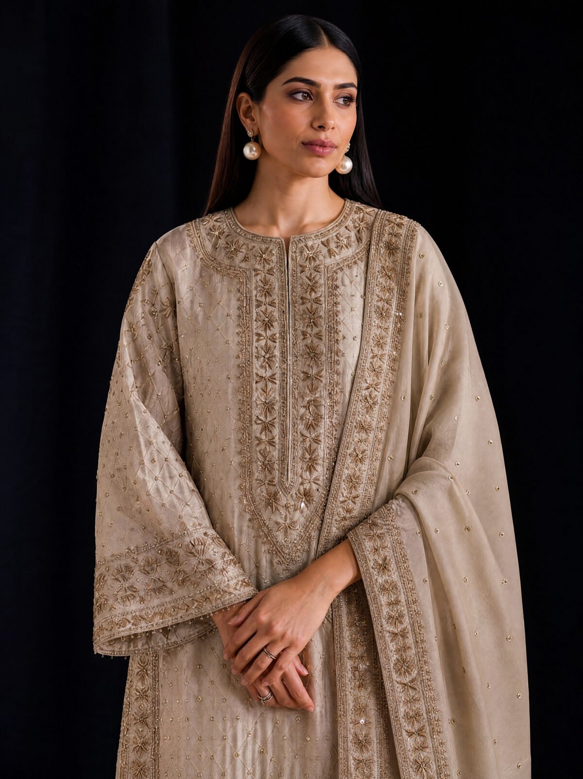 Ayla Lama Silk Shirt And Dupatta