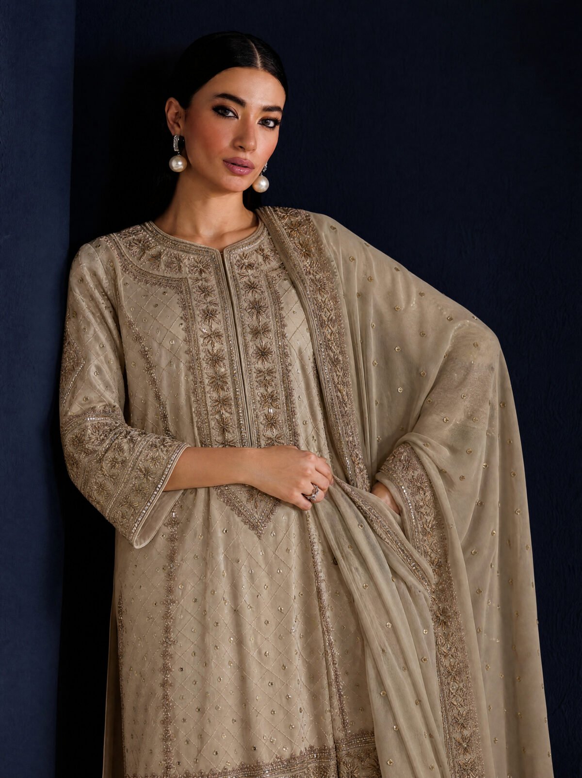 Ayla Lama Silk Shirt And Dupatta