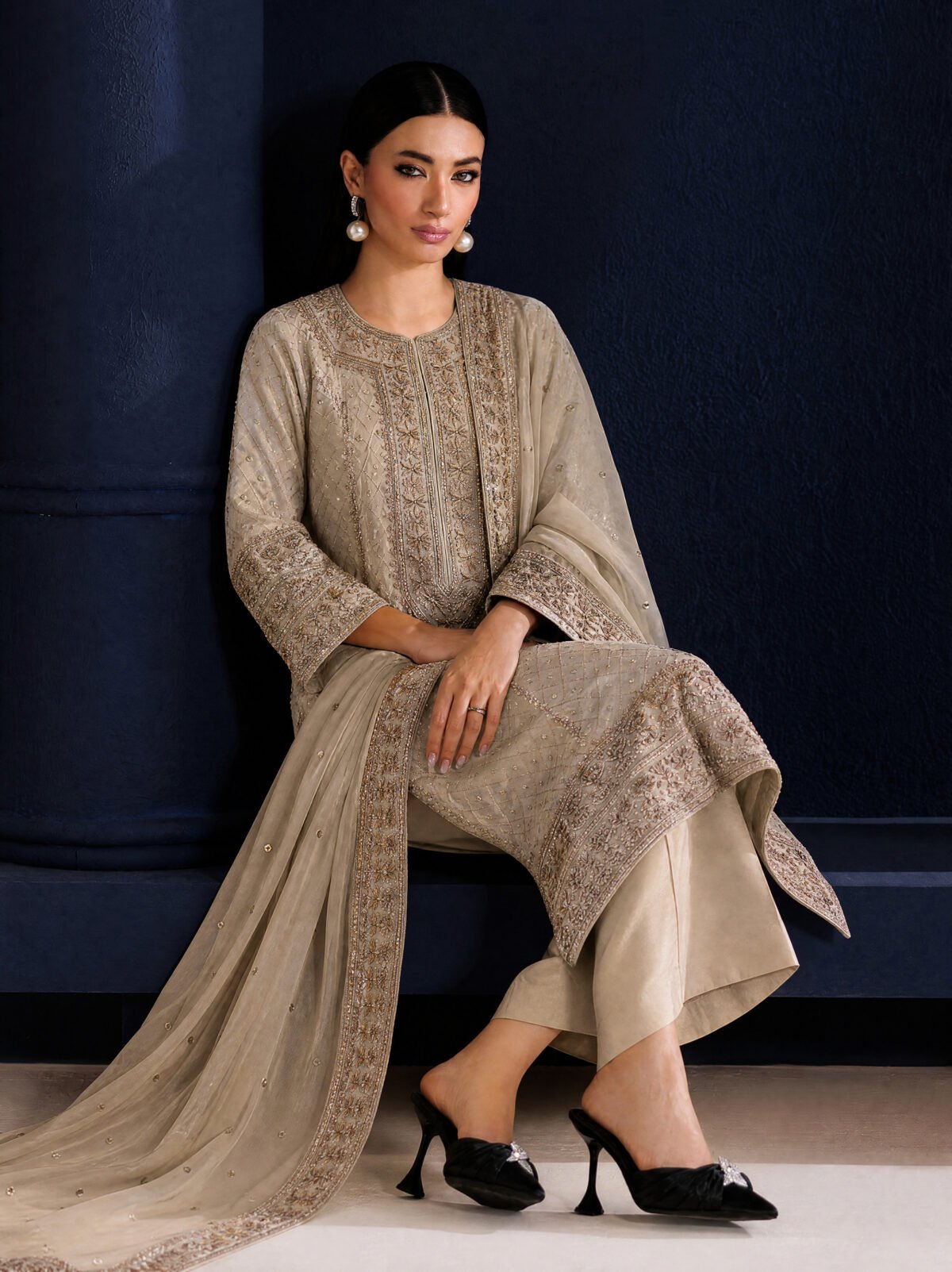 Ayla Lama Silk Shirt And Dupatta